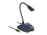 Delock 66330 Zangmicrofoon Dasspeld Zendmethode:USB Incl. kabel USB Zwart, Blauw - thumbnail