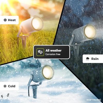 Set van 9 Spikey LED prikspots - GU10 4 Watt 345 lumen - Dimbaar - Kantelbaar - 2700K warm wit - IP65 Waterdicht - Antraciet - Tuinspots - Pinspots - thumbnail