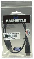Manhattan USB-kabel USB 2.0 USB-A stekker, USB-B stekker 0.50 m Zwart Folie afscherming, UL gecertificeerd, Vergulde steekcontacten 374507 - thumbnail