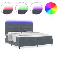 Boxspring bed met matras Donkergrijs 200 x 200 cm Fluweel - thumbnail