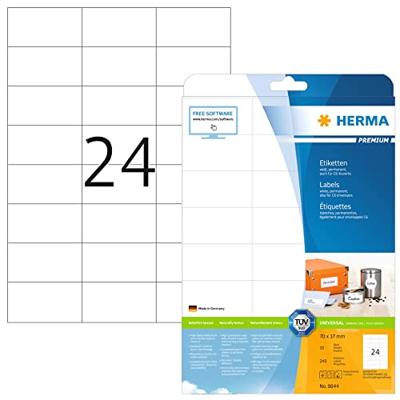 Etiket HERMA 8644 70x37mm premium wit 240stuks Etiket HERMA 8644 70x37mm premium wit 240stuks