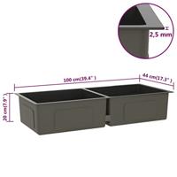 VidaXL Gootsteen handgemaakt roestvrij staal zwart - thumbnail