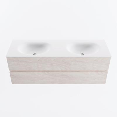 MONDIAZ VICA 140cm badmeubel onderkast Underlayment 2 lades. Wastafel MOON dubbel 2 kraangaten, kleur Talc.