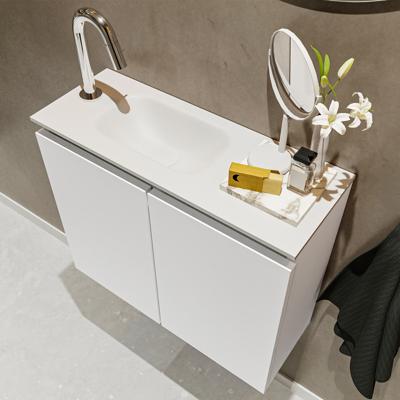 MONDIAZ TURE 60cm toiletmeubel talc. EDEN wastafel talc links 1 kraangat