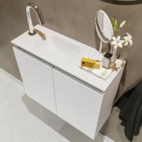 MONDIAZ TURE 60cm toiletmeubel talc. EDEN wastafel talc links 1 kraangat - thumbnail