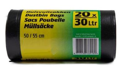 Vuilniszakken 30 liter zwart 20st