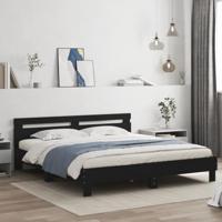 Bedframe met hoofdeinde en LED-verlichting zwart 160x200 cm - thumbnail