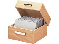 HAN 506 506 Kaartenbak Natuurlijk hout Aantal kaarten (max.): 900 kaarten DIN A6 liggend Met metaalsteun, Wegklapbaar deksel met greep - thumbnail