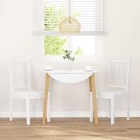 Eetkamerstoelen 2 st massief hout rubber wit - thumbnail