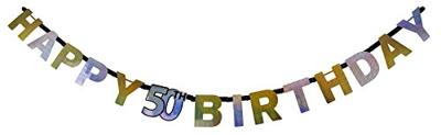 Letterbanner 50 Jaar Sparkling Goud/Zilver