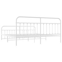 Bedframe met hoofd- en voeteneinde metaal wit 193x203 cm - thumbnail