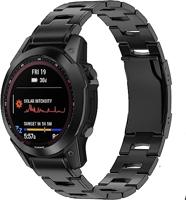 By Qubix - Titanium schakelband - Zwart - Compatible met Garmin Fenix 7X / 6X / 5X - Compatible Garmin bandje - thumbnail