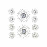 Horloge DKD Home Decor Zilver Champagne Polypropyleen Spiegel (5 pcs) (2 pcs) - thumbnail