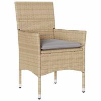 3-delige Bistroset met kussens poly rattan en glas beige - thumbnail