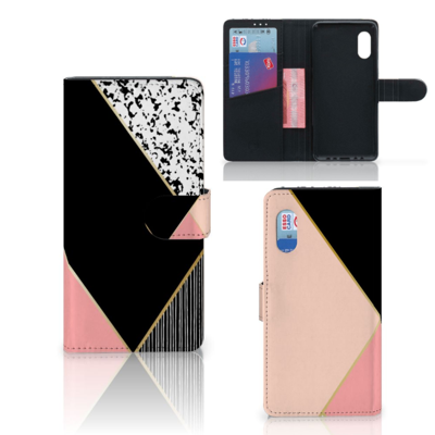 Samsung Xcover Pro | Book Case | Zwart Roze Vormen Samsung Xcover Pro | Book Case | Zwart Roze Vormen