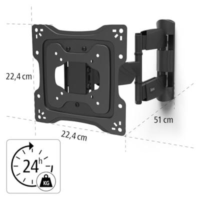 Hama Tv-muurbeugel Draaib. Kantelb. Antidiefstal-voorz. 122 Cm (48) 25 Kg