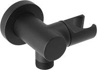 Ben muuraansluiting met handdouchehouder mat zwart - thumbnail