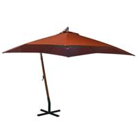 Zweefparasol met paal 3x3 m massief vurenhout terracottakleurig - thumbnail