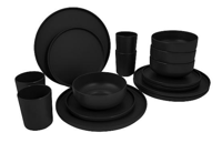 Bo-camp Ind Patom M. 16Dlg Servies Zwart - thumbnail