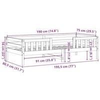 Bedframe zonder matras massief grenenhout 75x190 cm - thumbnail