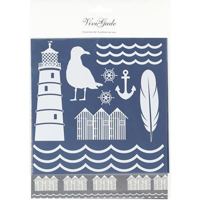 Creativ Company Deco folie en transfervel, vuurtoren, vel 15x15 cm, blauw, zilver, 2x2 vel/ 1 doos