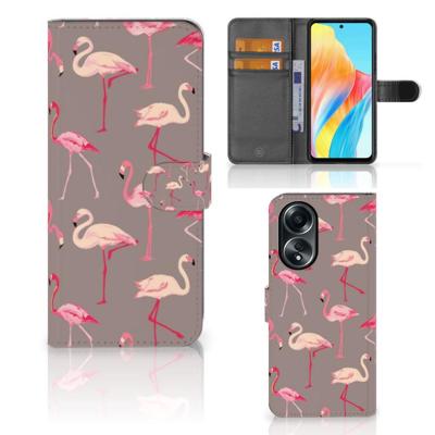 OPPO A58 4G | Telefoonhoesje | Met pasjeshouder | Flamingo