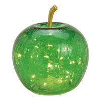 Groene appel van glas met 20 leds en timer (B/H/D) 16x17x16cm - thumbnail