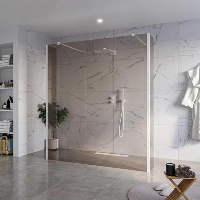 Fortifura Galeria Vrijstaande Inloopdouche - 180x200cm - Rookglas - antikalk - 8mm veiligheidsglas - 2 zijwanden 30cm - wandsteunen en hoekprofielen - Wit mat SW927768 2x/SW797943/SW797930 2x/SW541264 2x