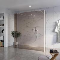 Fortifura Galeria Vrijstaande Inloopdouche - 180x200cm - Rookglas - antikalk - 8mm veiligheidsglas - 2 zijwanden 30cm - wandsteunen en hoekprofielen - Wit mat SW927768 2x/SW797943/SW797930 2x/SW541264 2x - thumbnail