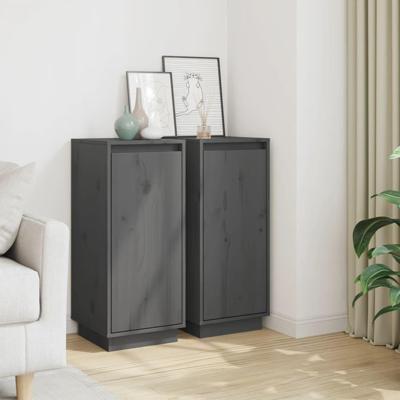Dressoirs 2 st 31,5x34x75 cm massief grenenhout grijs