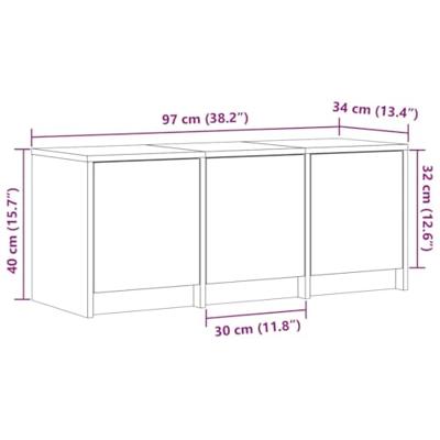 Tv-meubel met LED 97x34x40 cm bewerkt hout wit
