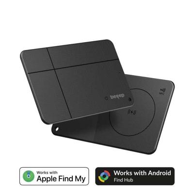 Beeep OneTag Apple Find My & Android Tracker - Wallet Card Wireless Rechargeable - Black