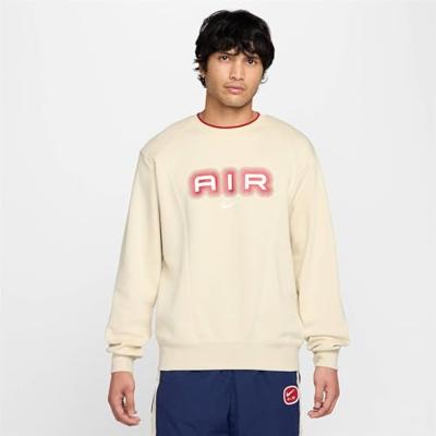 Nike Sportswear Air Fleece Crew Sweater Heren Light Khaki L Nike Sportswear Air Fleece Crew Sweater Heren Light Khaki L