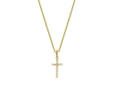 TFT Collier Geelgoud Kruis Zirkonia 1,0 mm 41 + 4 cm
