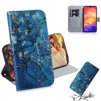 Abrikoos bloem patroon gekleurde tekening horizontale Flip lederen case voor Xiaomi Redmi opmerking 7 met houder & card slots & portemonnee - thumbnail
