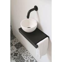 Ink Jazz XS toiletmeubel frame mat zwart plateau mat zwart waskom links polystone 20cm mat wit - thumbnail