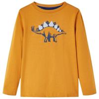 VidaXL Kindershirt met lange mouwen 128 donkerokerkleurig - thumbnail