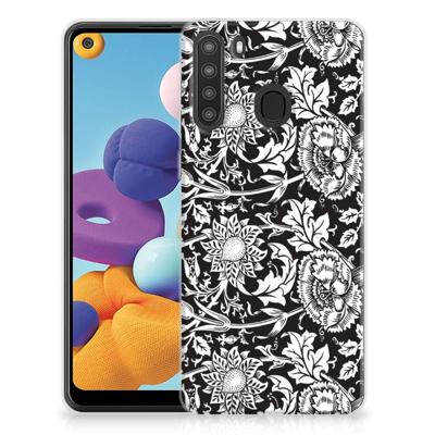 Samsung Galaxy A21 | TPU Case | Black Flowers Samsung Galaxy A21 | TPU Case | Black Flowers