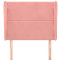 Hoofdbord met randen 103x23x118/128 cm fluweel roze - thumbnail