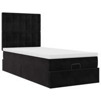 Ottoman bed met matrassen en LED's 90x190cm fluweel zwart - thumbnail