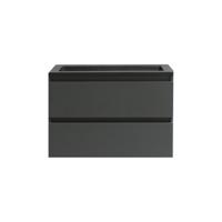 Badkamermeubel BWS Pepper Acryl Wastafel Mat Zwart Met Kraangat 80x55x46 cm Antraciet - thumbnail