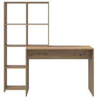 Bureau artisanaal eikenkleurig 138.5 x 55 x 143 cm Bewerkt hout - thumbnail