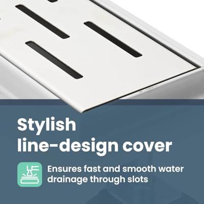 VidaXL Doucheafvoer met lijndesign zilver 60 cm roestvrij staal 304