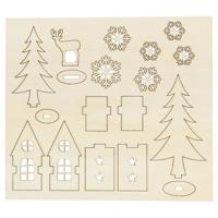 Creotime houten figuren boom/ hert bruin 17 cm - thumbnail