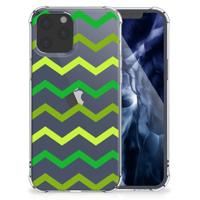 iPhone 12 Pro Max Doorzichtige Silicone Hoesje Zigzag Groen - thumbnail