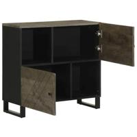 Dressoir 80x33x75 cm massief mangohout zwart - thumbnail