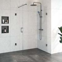 Douchecabine Compleet Just Creating 2-Delig Profielloos 120x80 cm Gunmetal Sanitop - thumbnail