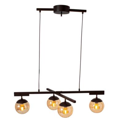 Hanglamp zwart met amberglazen kappen By Rydens &apos;Labelle&apos; E14 fitting 90 cm