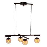 Hanglamp zwart met amberglazen kappen By Rydens &apos;Labelle&apos; E14 fitting 90 cm - thumbnail