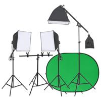 Fotostudioset met verlichtingsset en achtergrondscherm - thumbnail
